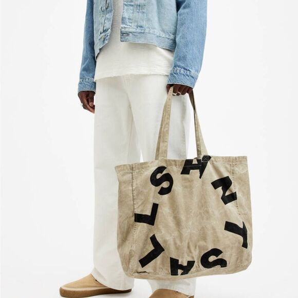 NWT AllSaints Large Tierra Canvas Tote Bag - Picture 1 of 7